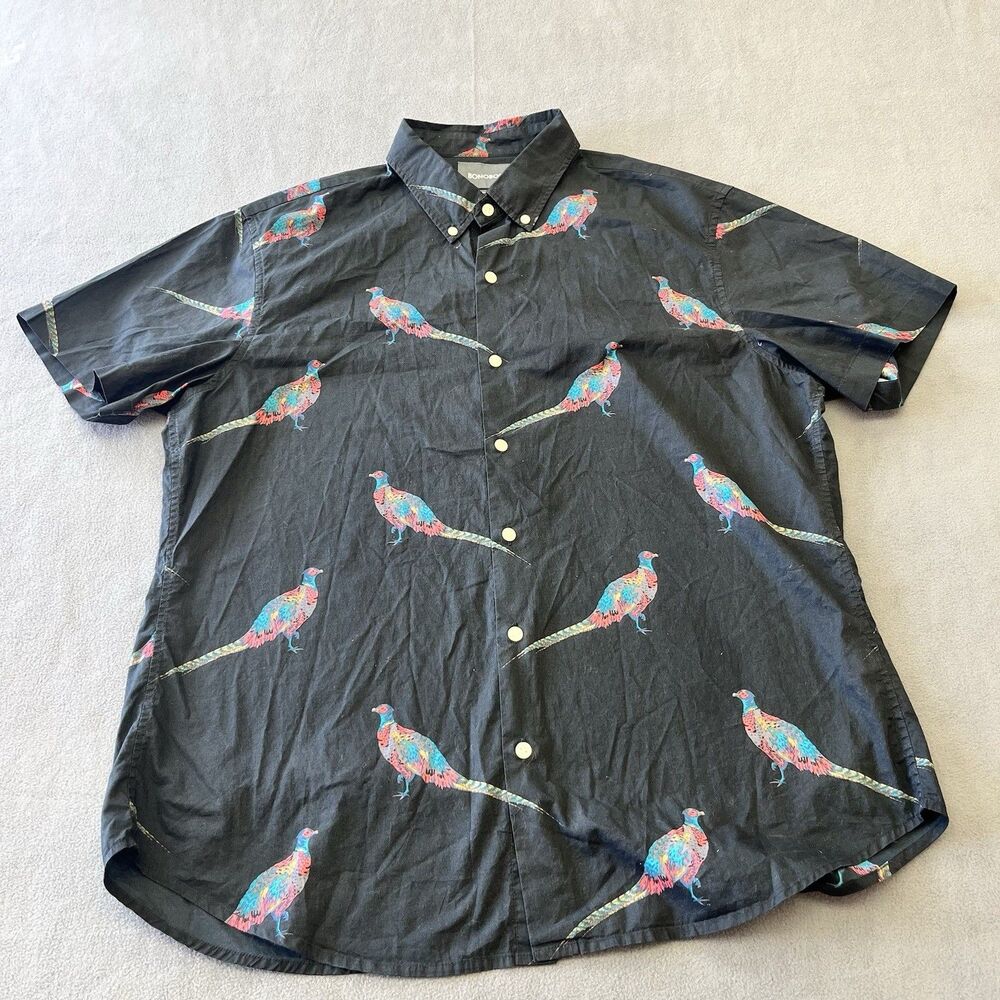 Bonobos Button Shirt Mens XL Peacock Short Sleeve Slim Fit